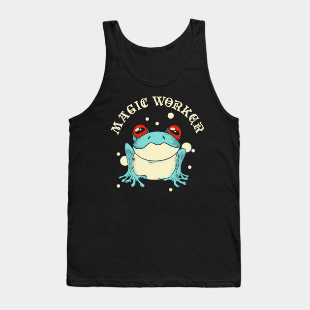 Magic Worker Frog Cottagecore Aesthetic Tank Top by Foxxy Merch